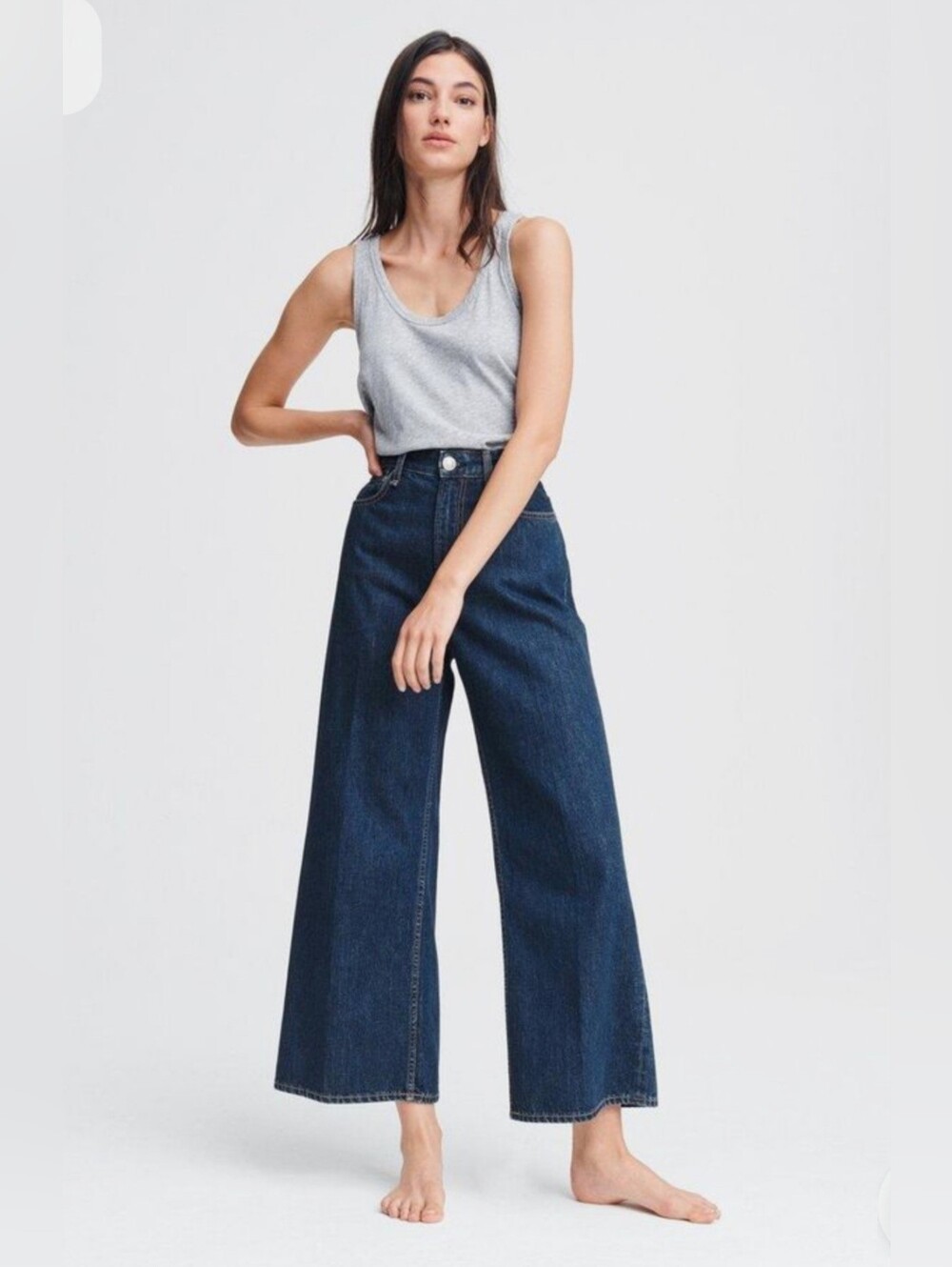 Rag & Bone Jeans Super High-Rise Ankle Wide-Leg Blue Jeans Size 26